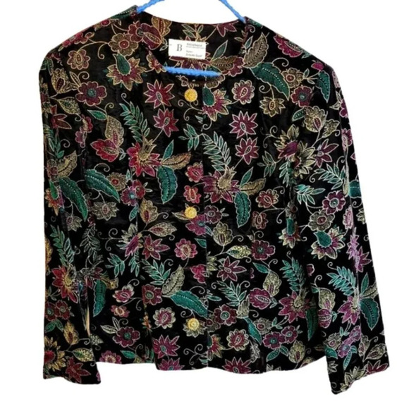 Vintage Braemar by Jeremy Scott Paisley  Velvet Jacket Size 12 - Picture 1 of 11